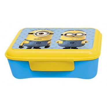 Minions Stor Elite Plastic Lunch Box with Divider, Blue Yellow